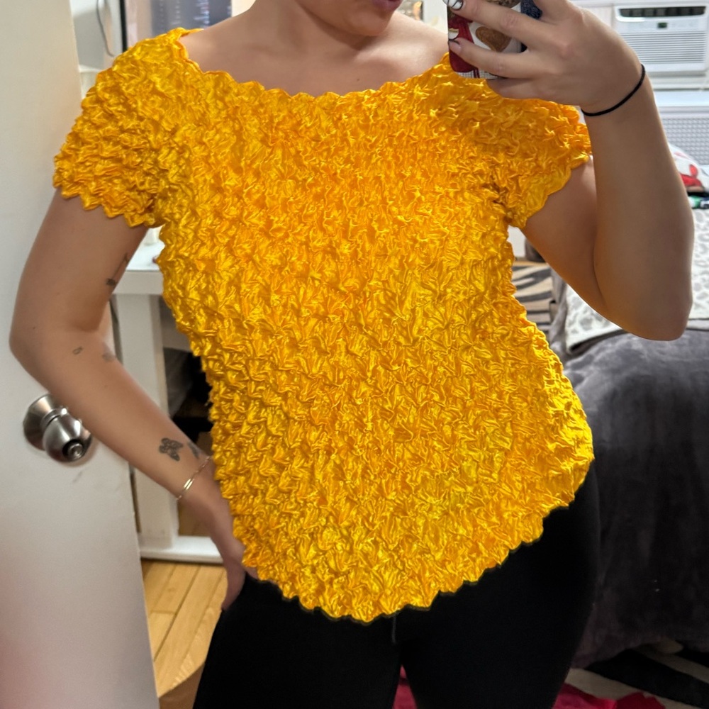 Yellow Textured Women's Top